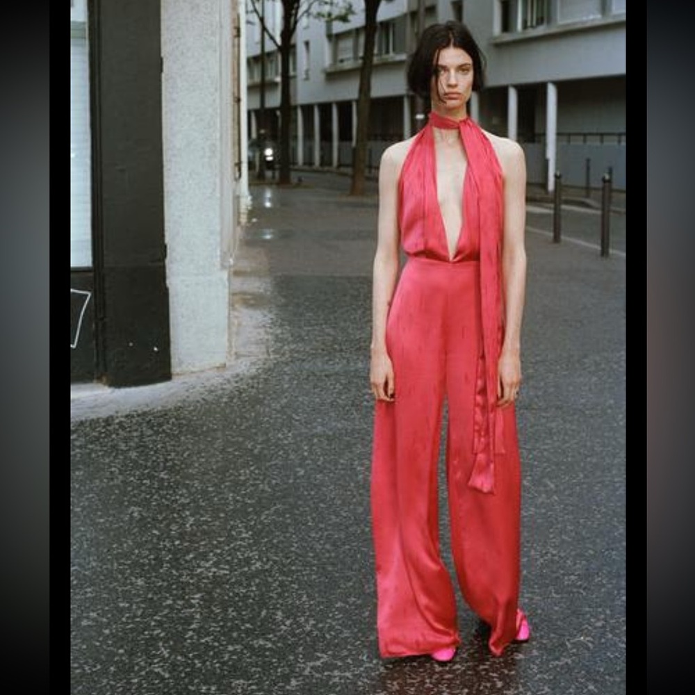 Zara satin Halter Jumpsuit